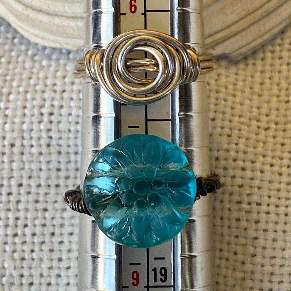 Set Two Handcrafted Silver Wire Wrapped Rings - Picture 4 of 4